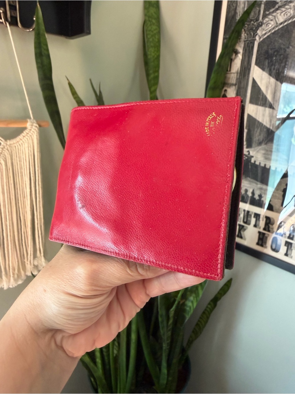 Vintage 1950s Gucci Red Leather Coin Purse Wallet *Rare*